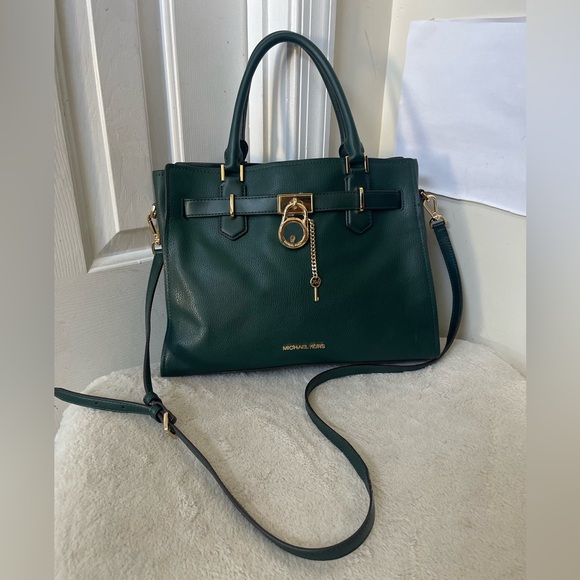 Michael Kors Dark Green Hamilton Satchel Bag like new - Picture 1 of 14